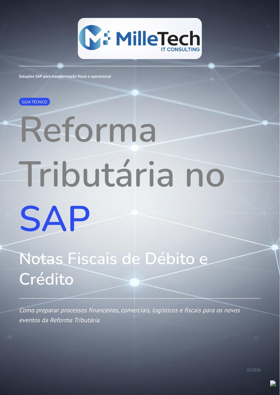 Capa do guia sobre Notas de Débito e Crédito na Reforma Tributária